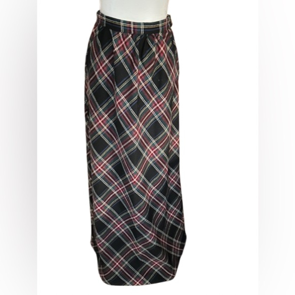 1970’s Wool Tartan Plaid Maxi Skirt Ralph Lauren Christmas Vibe XS 70’s JCPenney